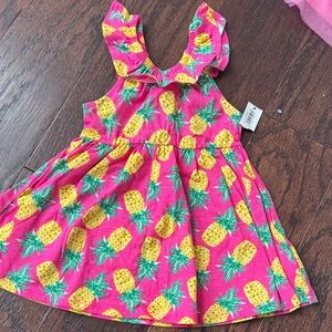 Old Navy Hot Pink Pineapple Print Ruffle Strap Dress